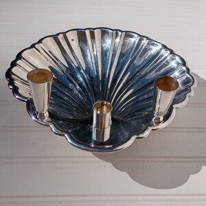 Sheffield Silver Co Clam Shell Footed Serving Dish Silverplated Scalloped Vtg